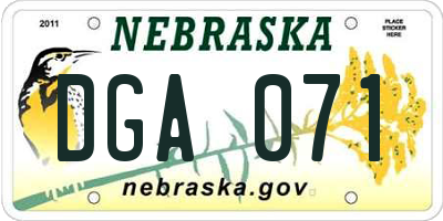 NE license plate DGA071
