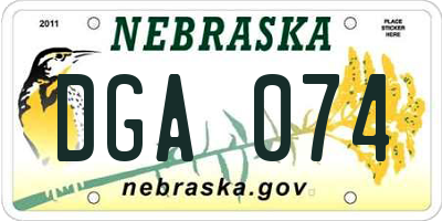 NE license plate DGA074