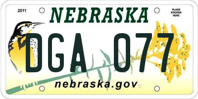 NE license plate DGA077
