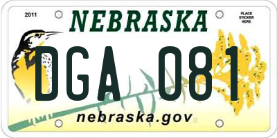 NE license plate DGA081