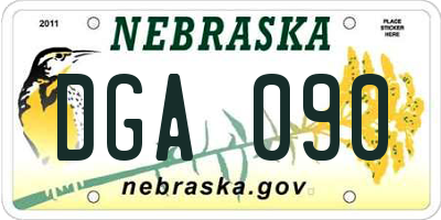 NE license plate DGA090