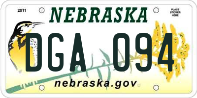 NE license plate DGA094