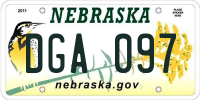 NE license plate DGA097