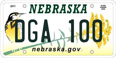 NE license plate DGA100