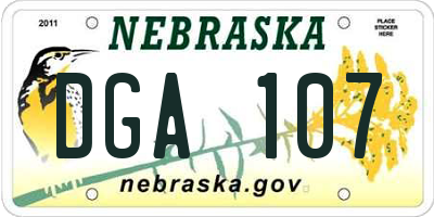NE license plate DGA107