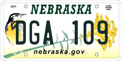 NE license plate DGA109