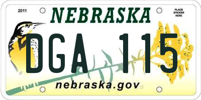NE license plate DGA115