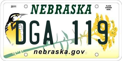 NE license plate DGA119