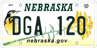 NE license plate DGA120