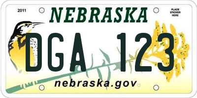 NE license plate DGA123