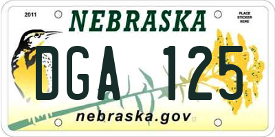 NE license plate DGA125