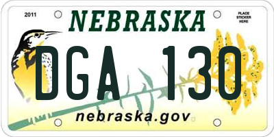 NE license plate DGA130