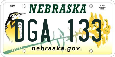 NE license plate DGA133