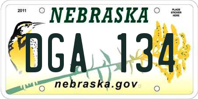 NE license plate DGA134
