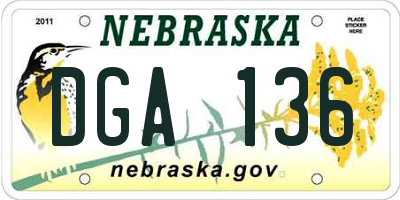 NE license plate DGA136