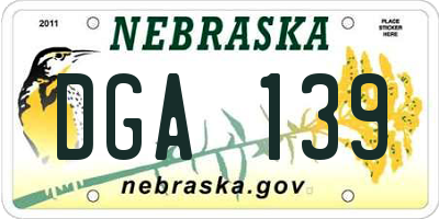 NE license plate DGA139