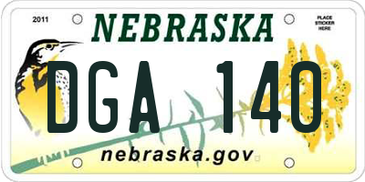 NE license plate DGA140