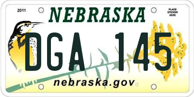 NE license plate DGA145