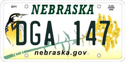 NE license plate DGA147