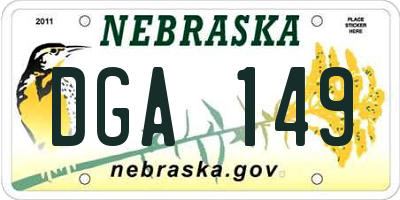 NE license plate DGA149