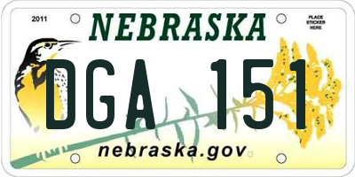 NE license plate DGA151