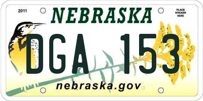 NE license plate DGA153