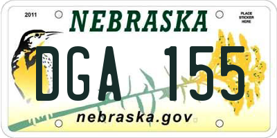 NE license plate DGA155