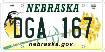 NE license plate DGA167