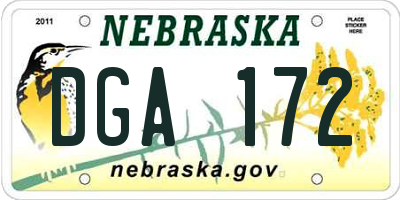 NE license plate DGA172