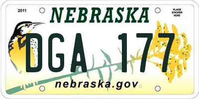 NE license plate DGA177