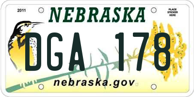 NE license plate DGA178