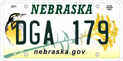 NE license plate DGA179