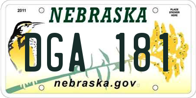 NE license plate DGA181