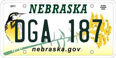 NE license plate DGA187
