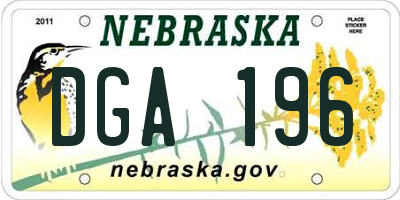 NE license plate DGA196
