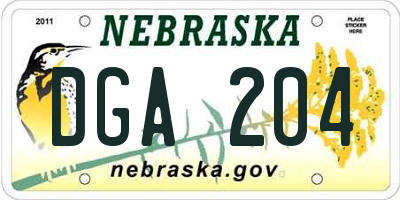 NE license plate DGA204
