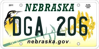 NE license plate DGA206
