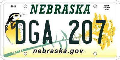 NE license plate DGA207