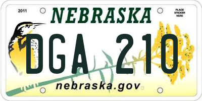 NE license plate DGA210