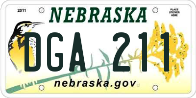 NE license plate DGA211