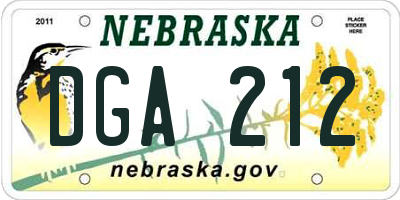 NE license plate DGA212