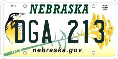 NE license plate DGA213
