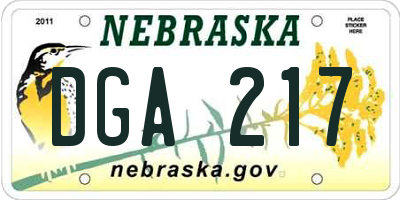 NE license plate DGA217