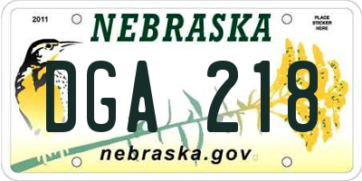 NE license plate DGA218