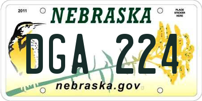 NE license plate DGA224