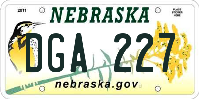 NE license plate DGA227