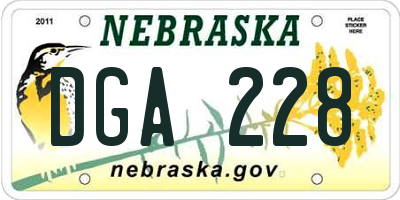 NE license plate DGA228