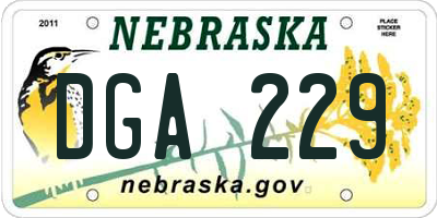 NE license plate DGA229