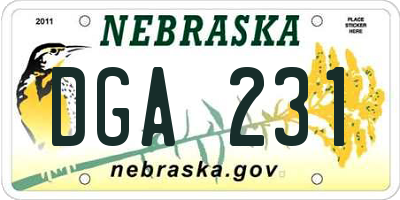 NE license plate DGA231