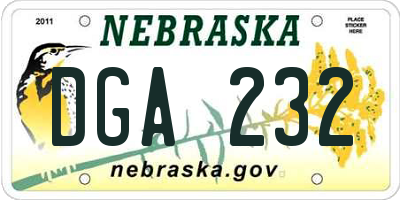 NE license plate DGA232